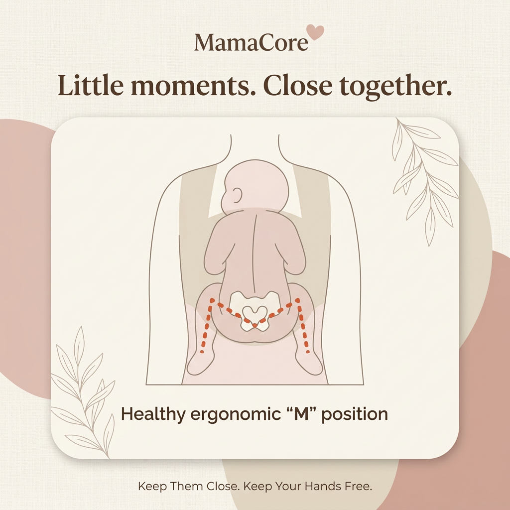 MamaCore positioning guide with layered blush styling and botanical accents