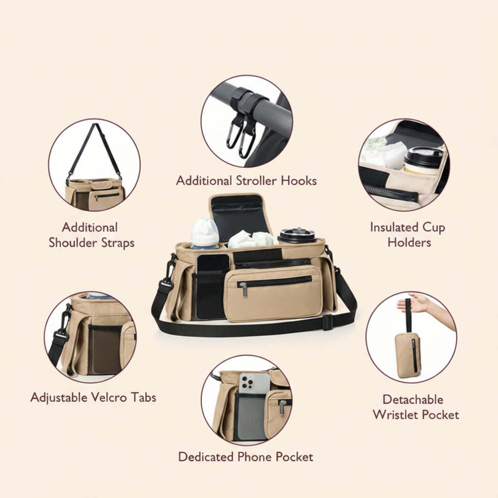 Stroller Organiser Feature Callouts - No Arrows